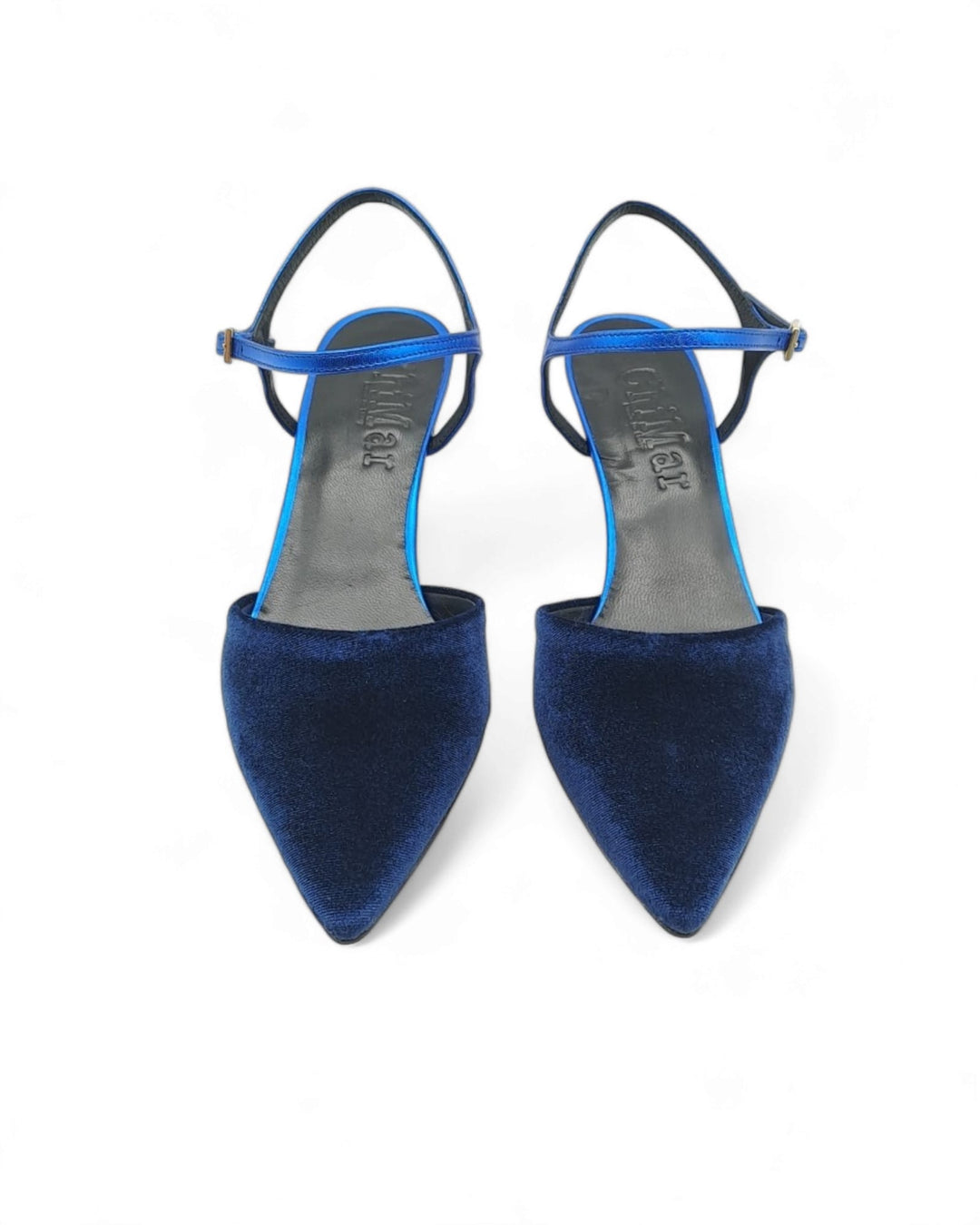 Slingback T5,5 Velluto Blu / Laminato