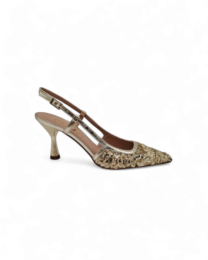 Slingback T 7,5  Paillettes Platino