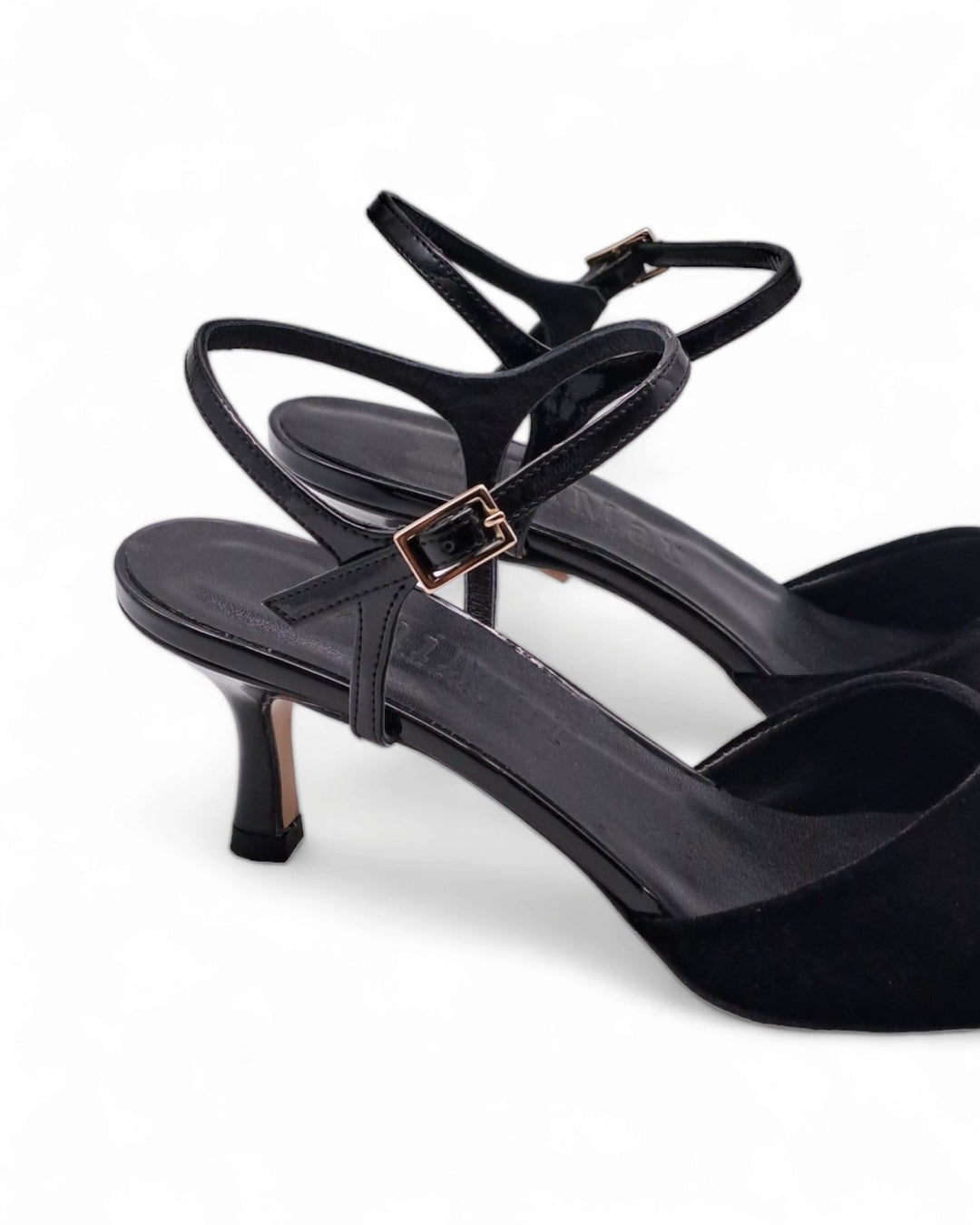 Slingback T5,5 velluto nero  / vernice