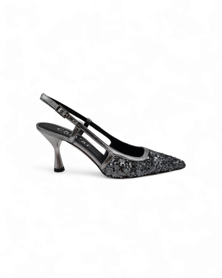 Slingback T 7,5  Paillettes Acciaio