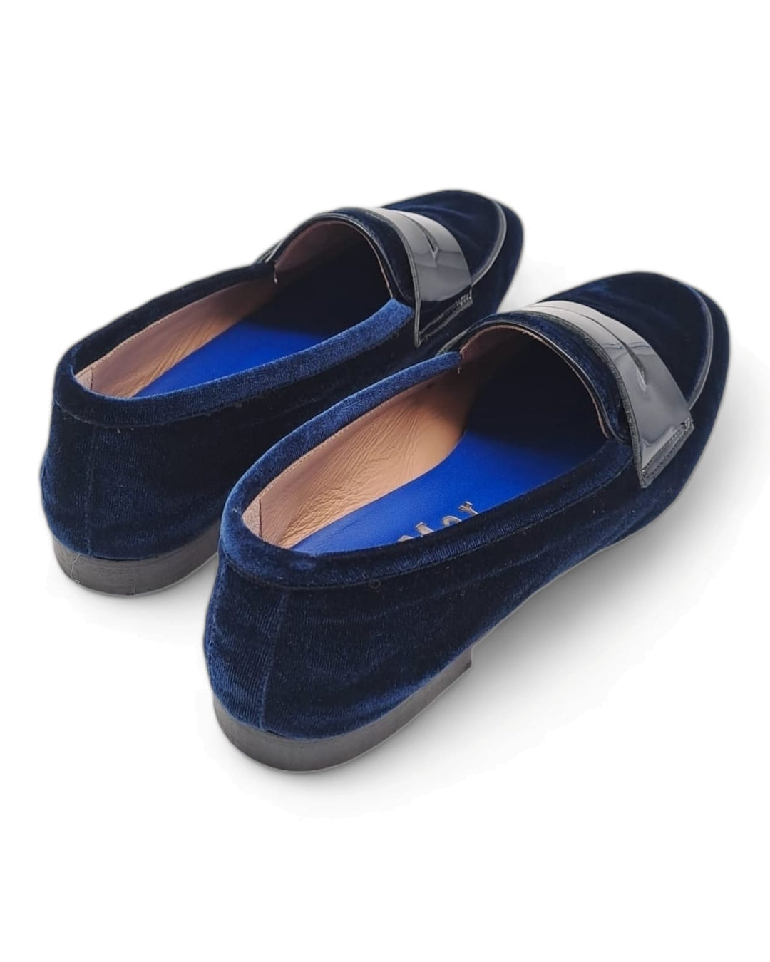 Blue Velvet Moccasin / Blue Patent