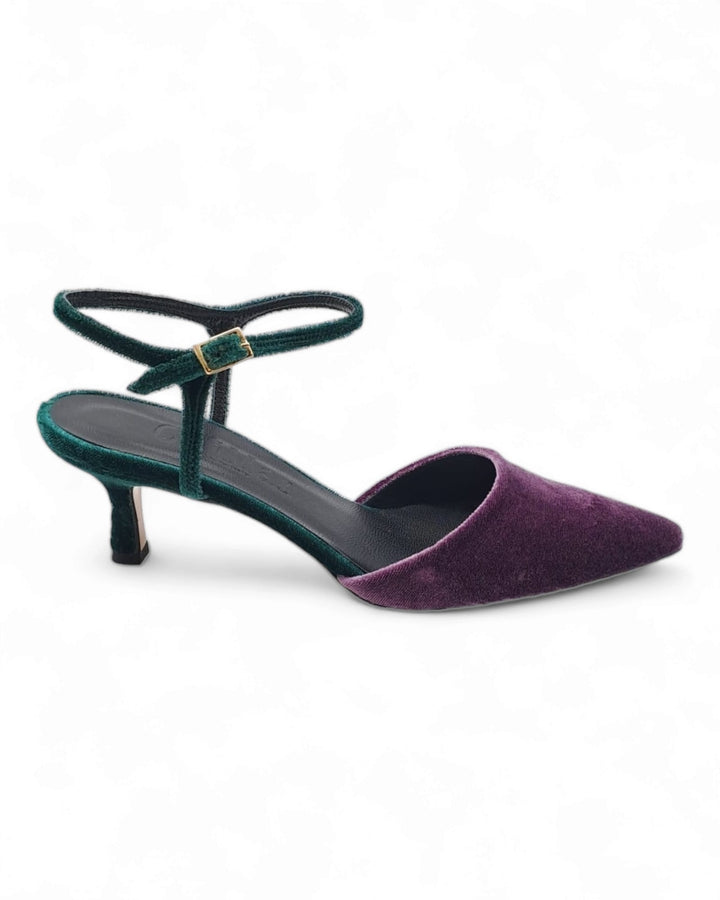 Slingback T5,5 velluto Viola/ Verde