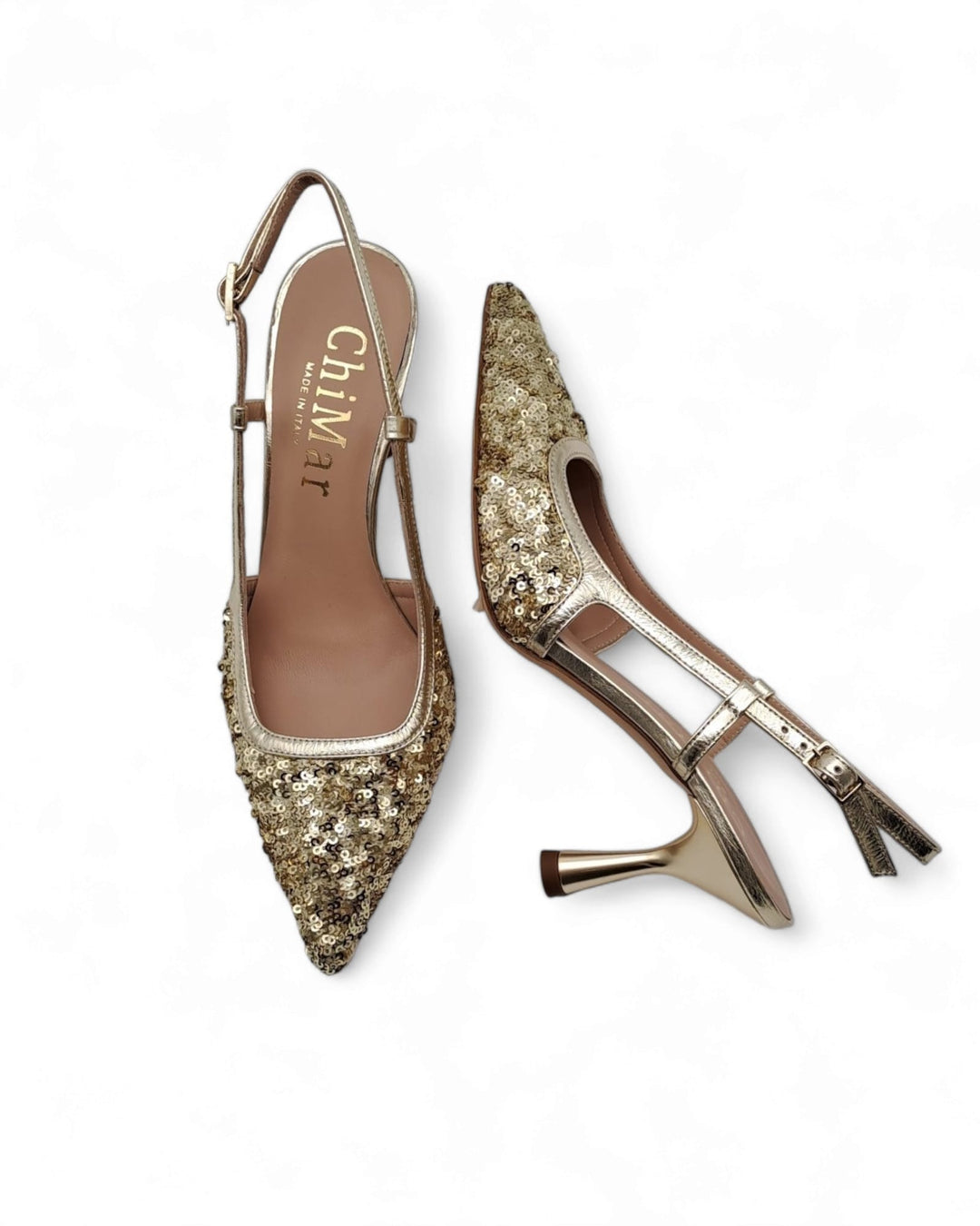 Slingback T 7,5  Paillettes Platino