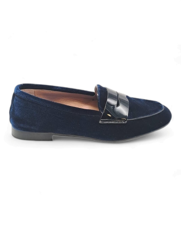 Mocassino Velluto Blu  / Vernice Blu