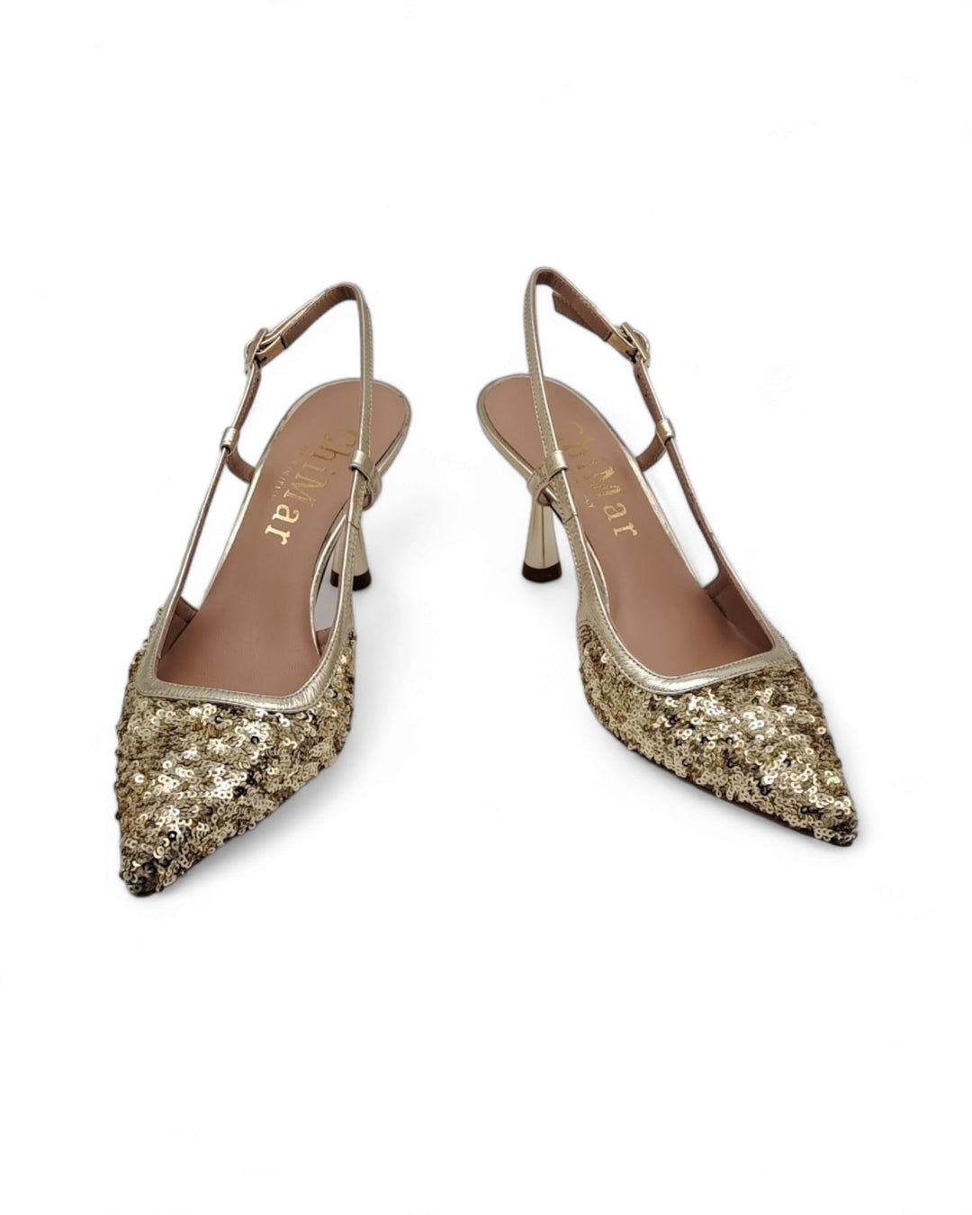 Slingback T 7,5  Paillettes Platino