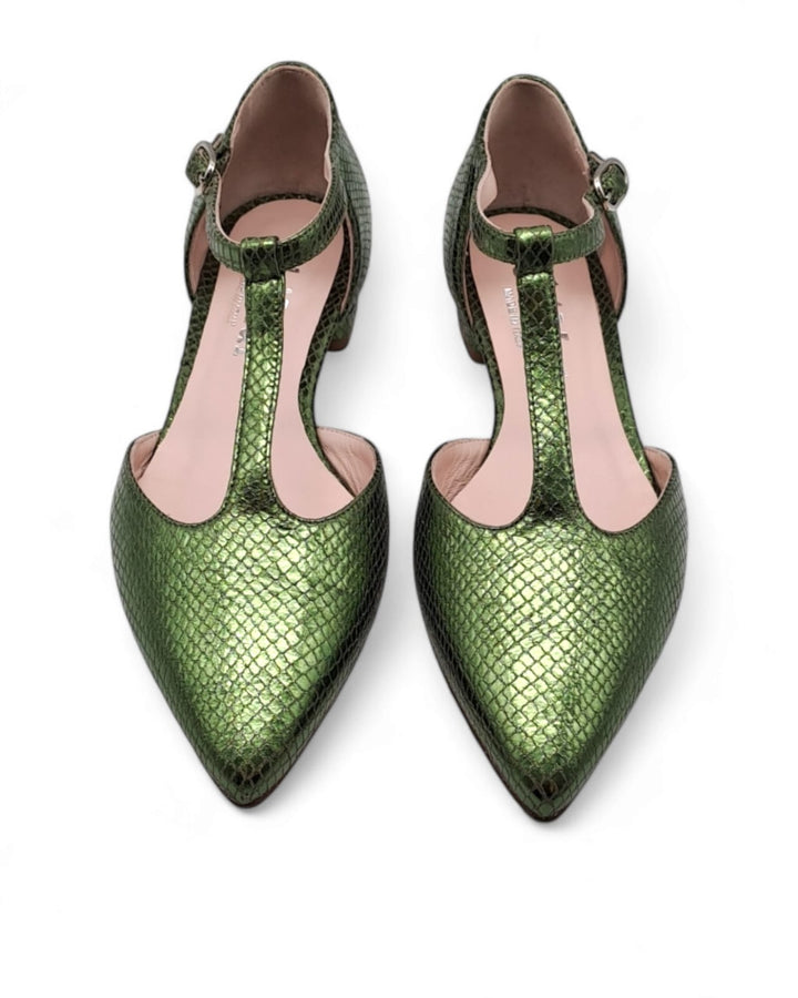 Slingback Manuela  Stampa Pitone Verde