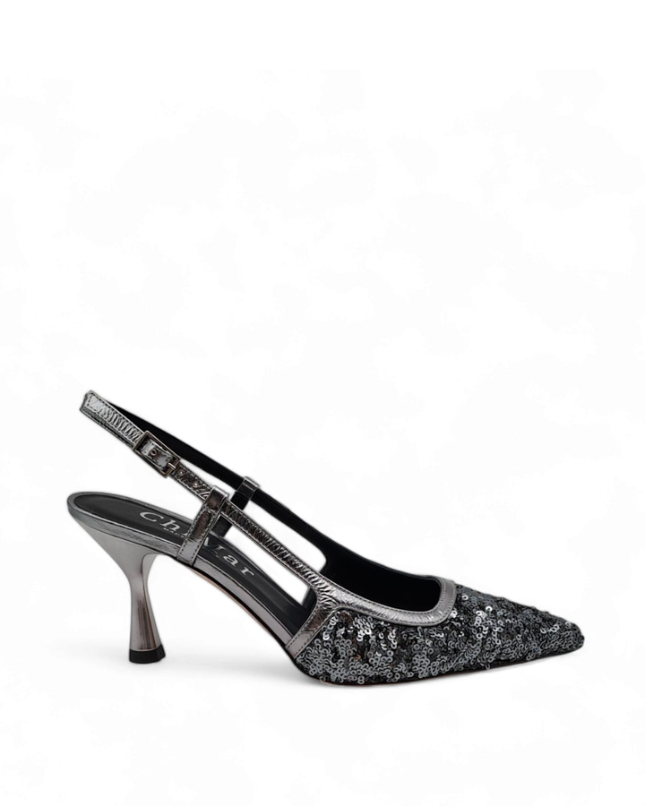 Slingback T 7,5  Paillettes Acciaio