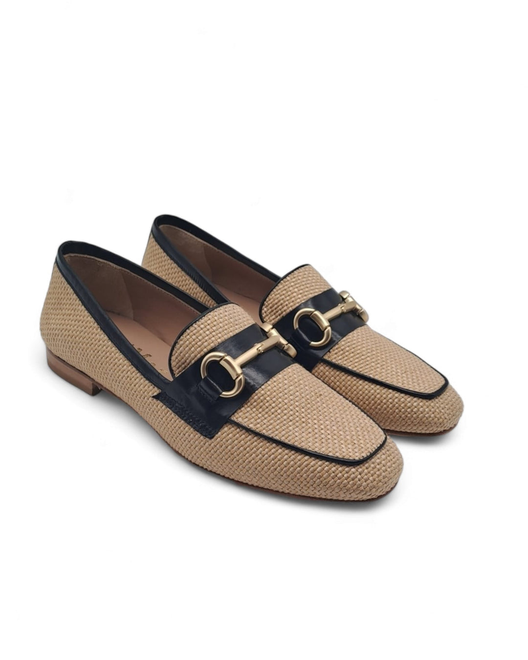 Natural Black Raffia Moccasin / Horsebit