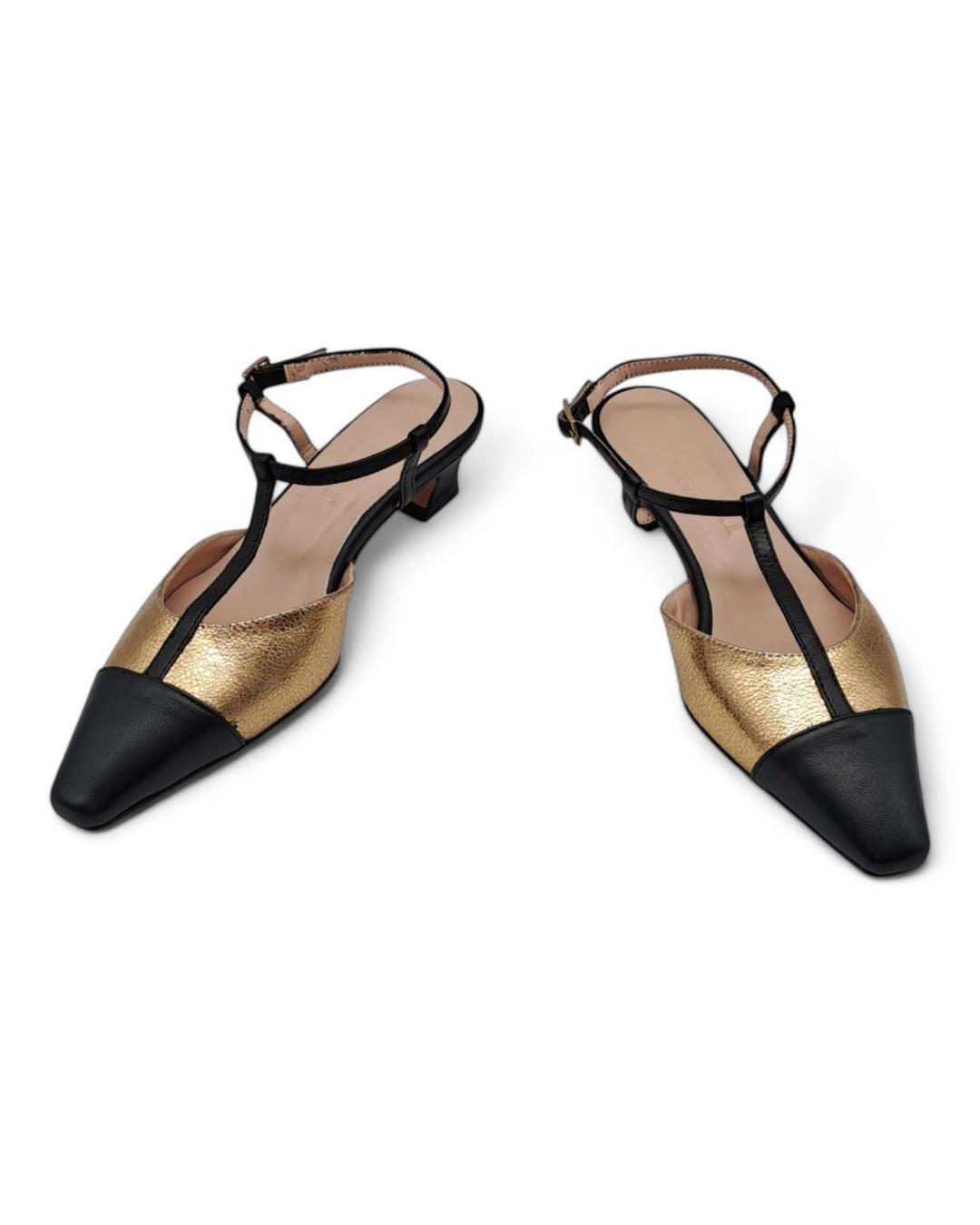 Slingback Stampa Pitone Oro / Nero