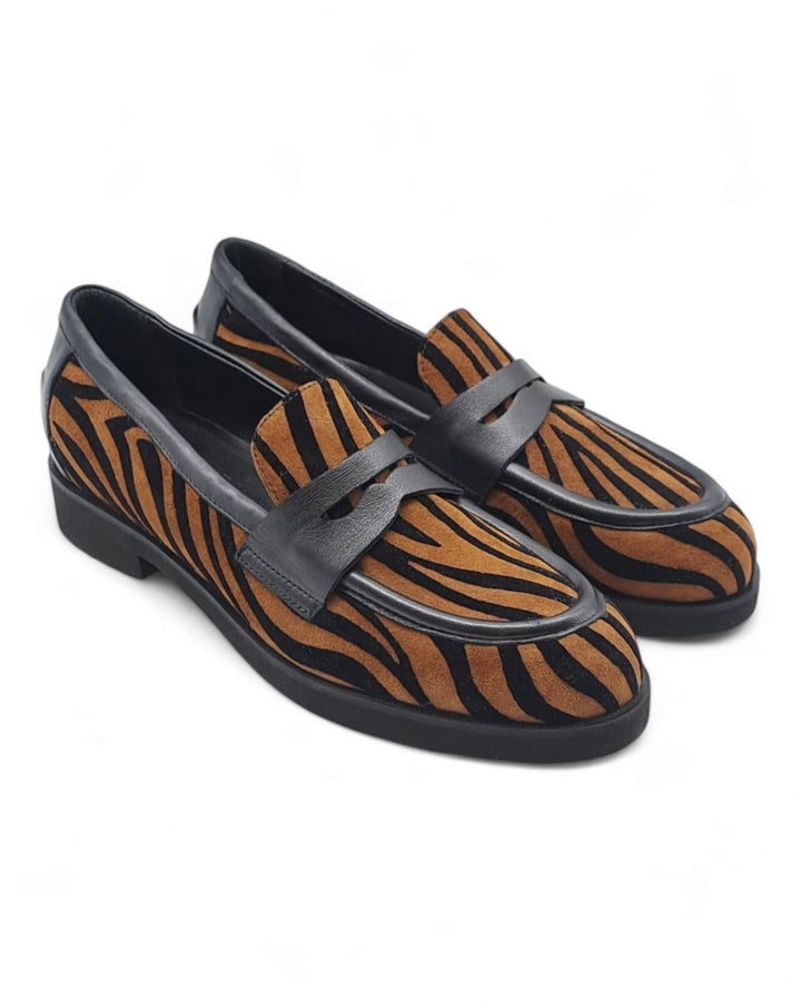 Mocassino Bendina  Camoscio Zebra Tigre