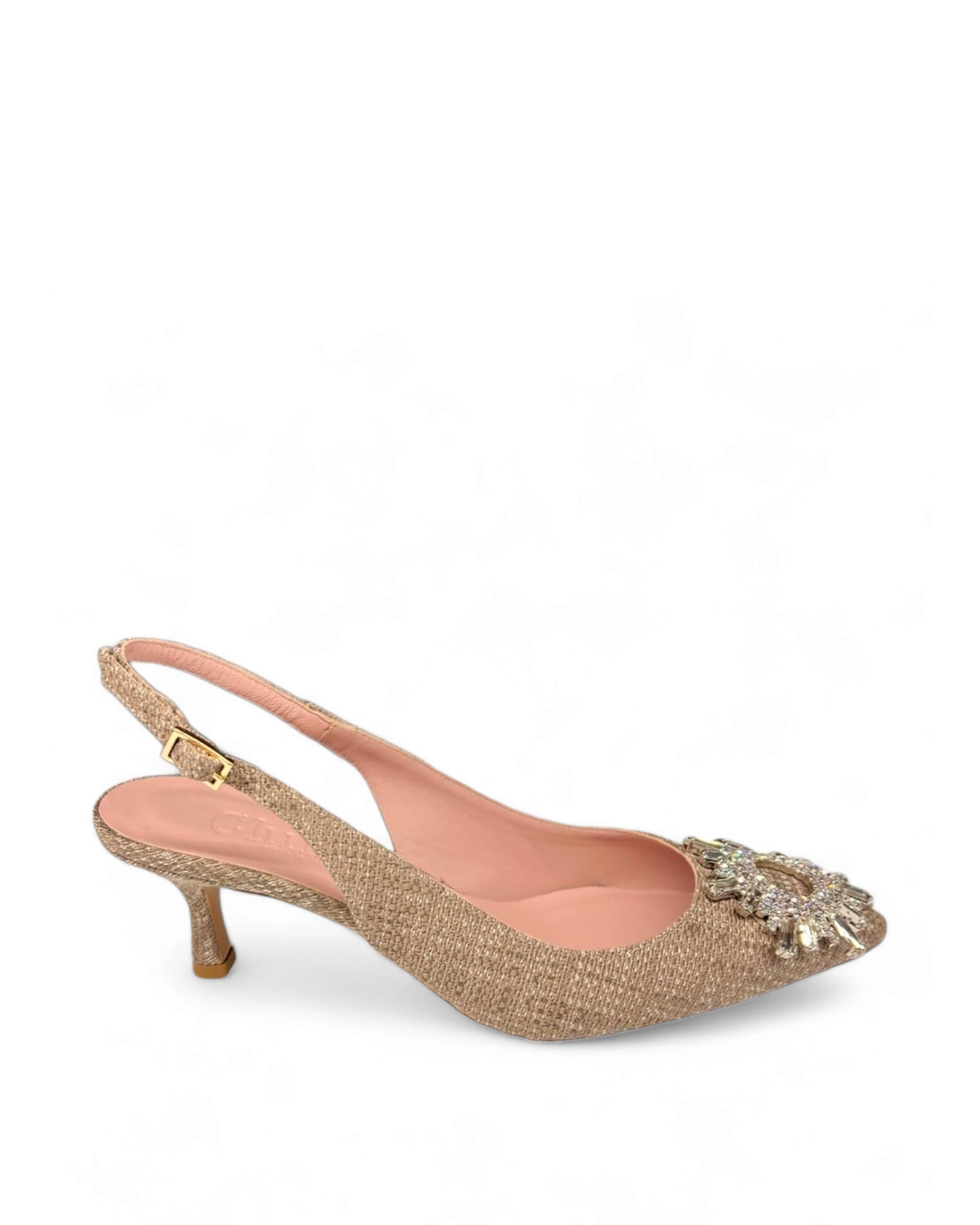 Slingback  Rafia Beige Crystal