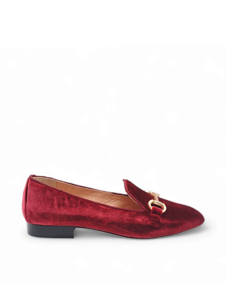 Burgundy Velvet Slipper Moccasin