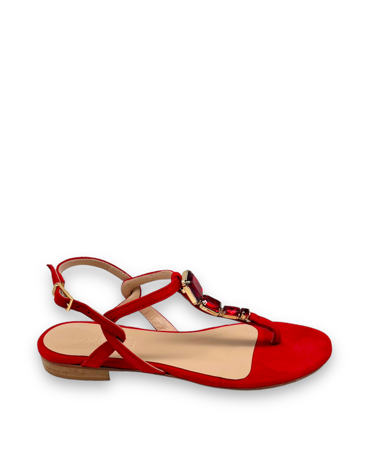 Crystal Red flip flops