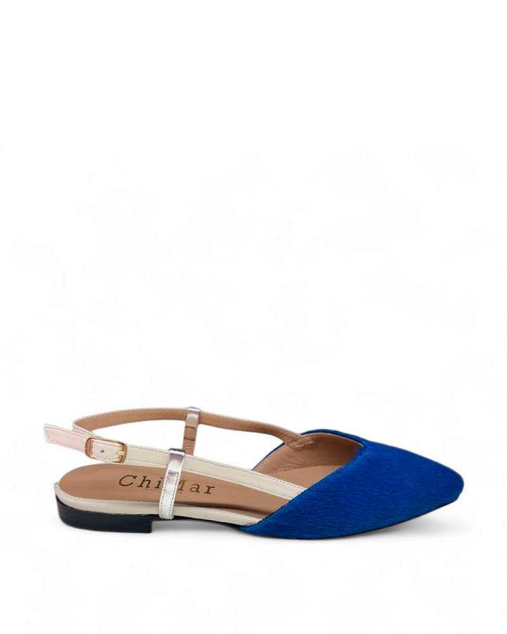 Slingback ChiMar Cavallino Cobalto/Milk/Argento