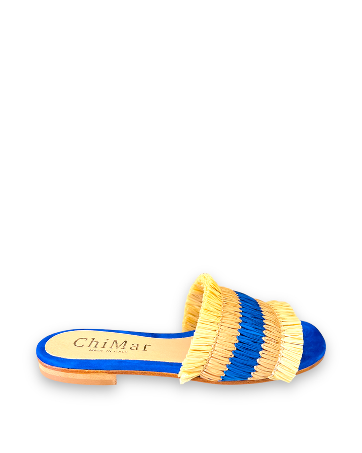 Blue/Beige Rafia slipper