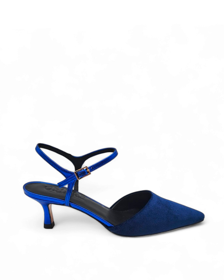 Slingback T5,5 Velluto Blu / Laminato