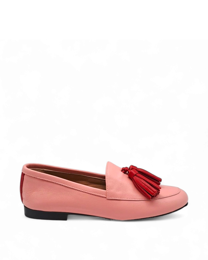 Mocassino Nappa Rosa /Rosso