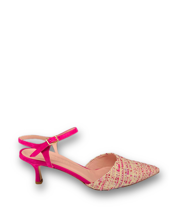 Slingback T5,5 Rafia Fucsia/Camoscio fucsia