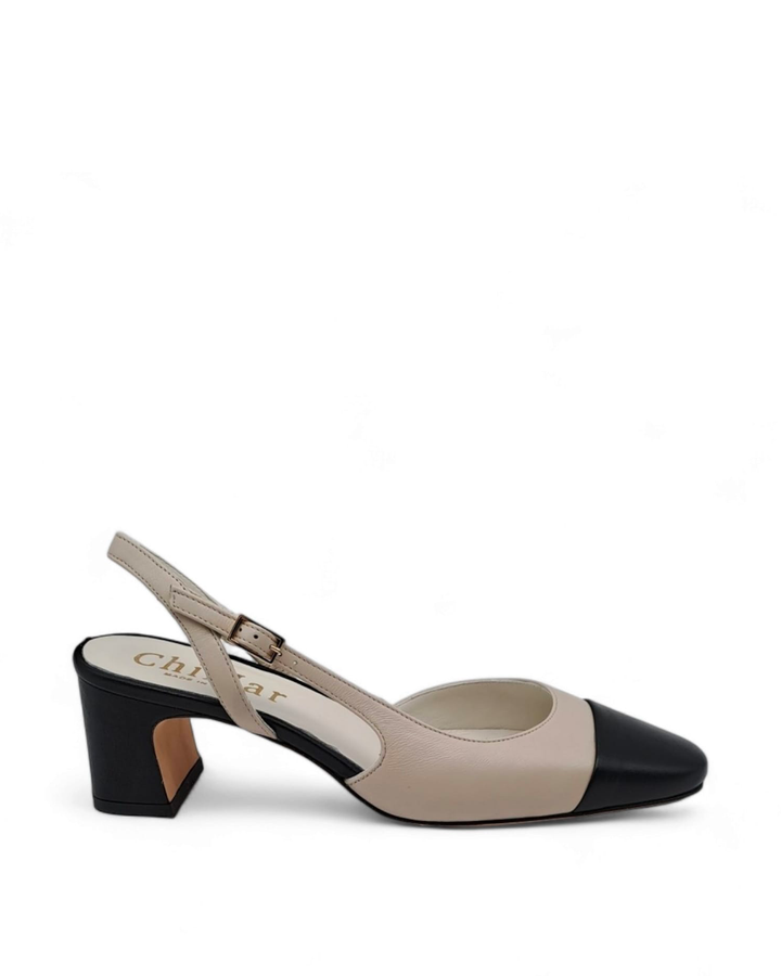 Slingback Ginevra  Nappa Milk/ Nero