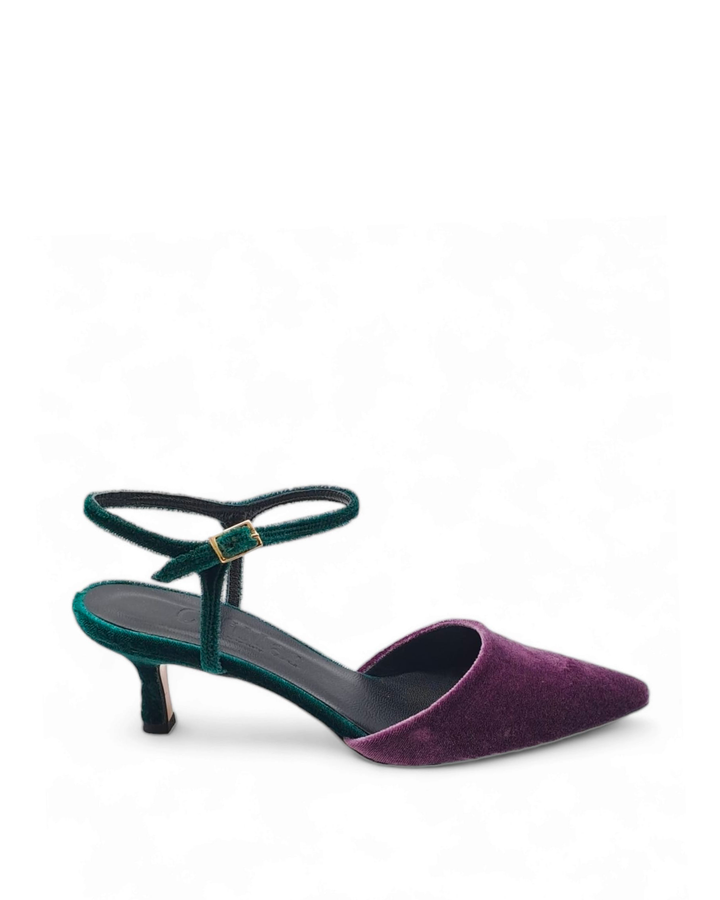 Slingback T5,5 velluto Viola/ Verde