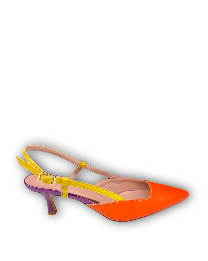 Slingback T5,5 Nappa Arancio/Giallo/Viola