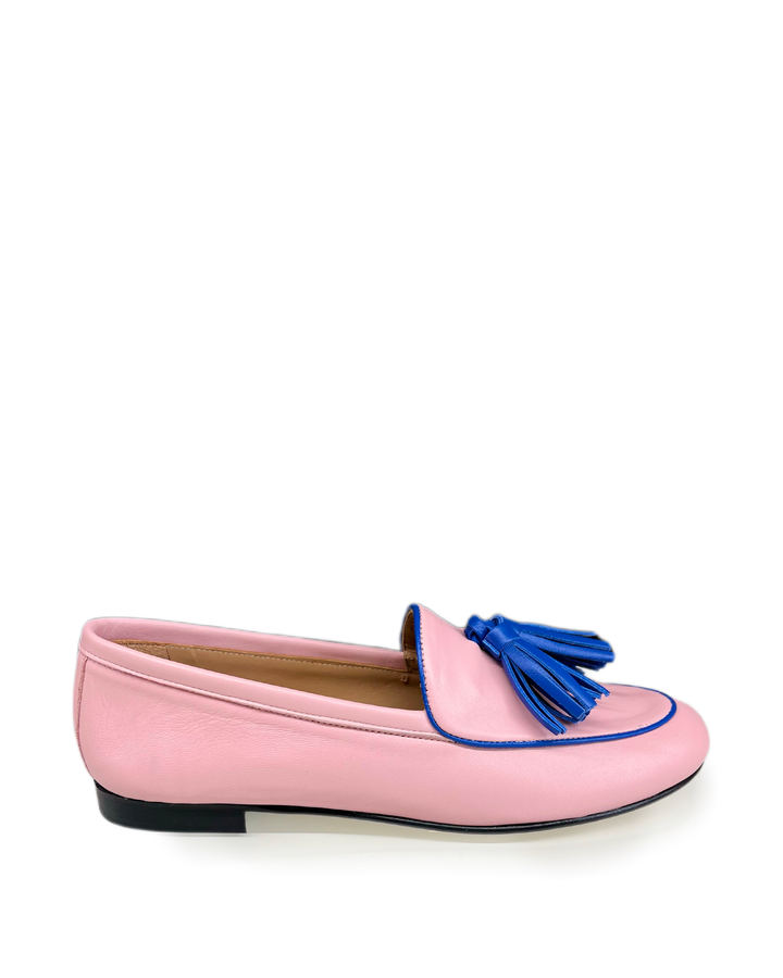 Mocassino Nappa Rosa/Bluette