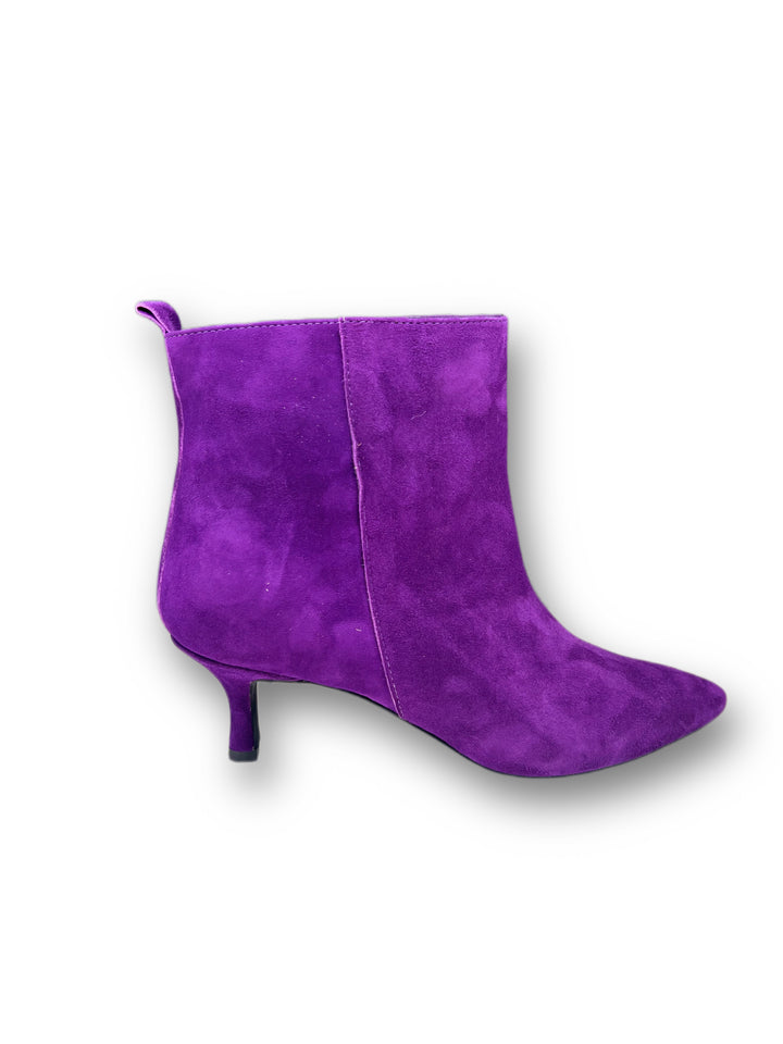 Purple suede ankle boot