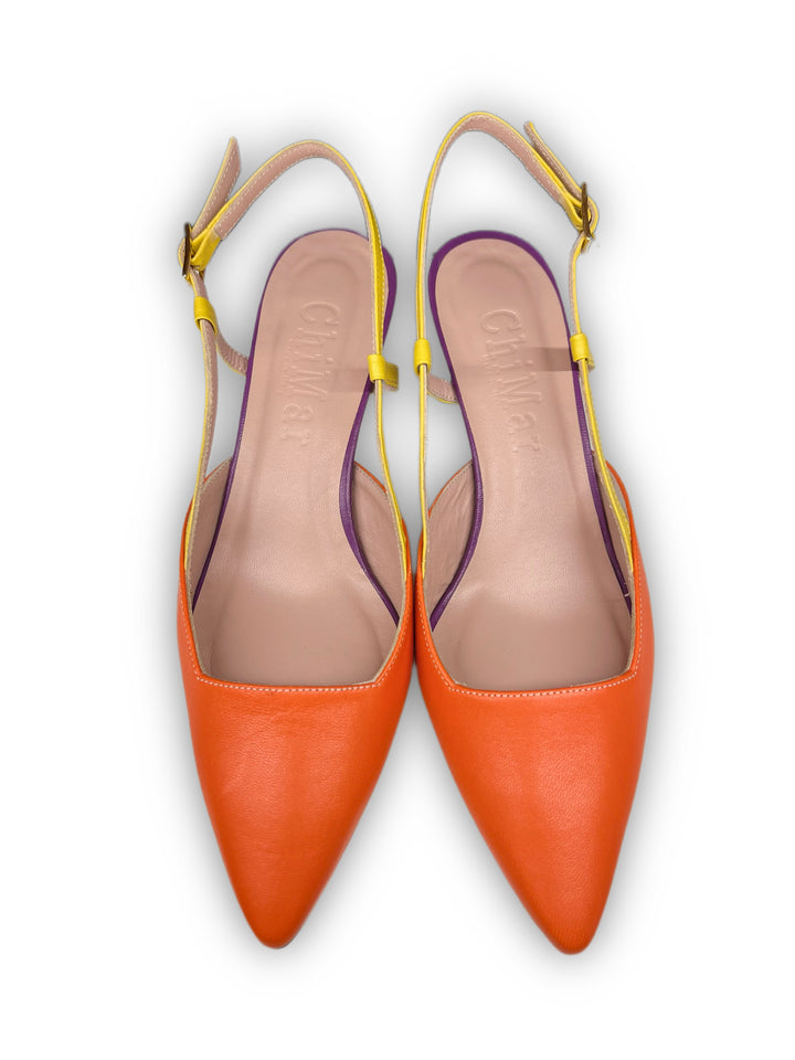 Slingback T5,5 Nappa Arancio/Giallo/Viola