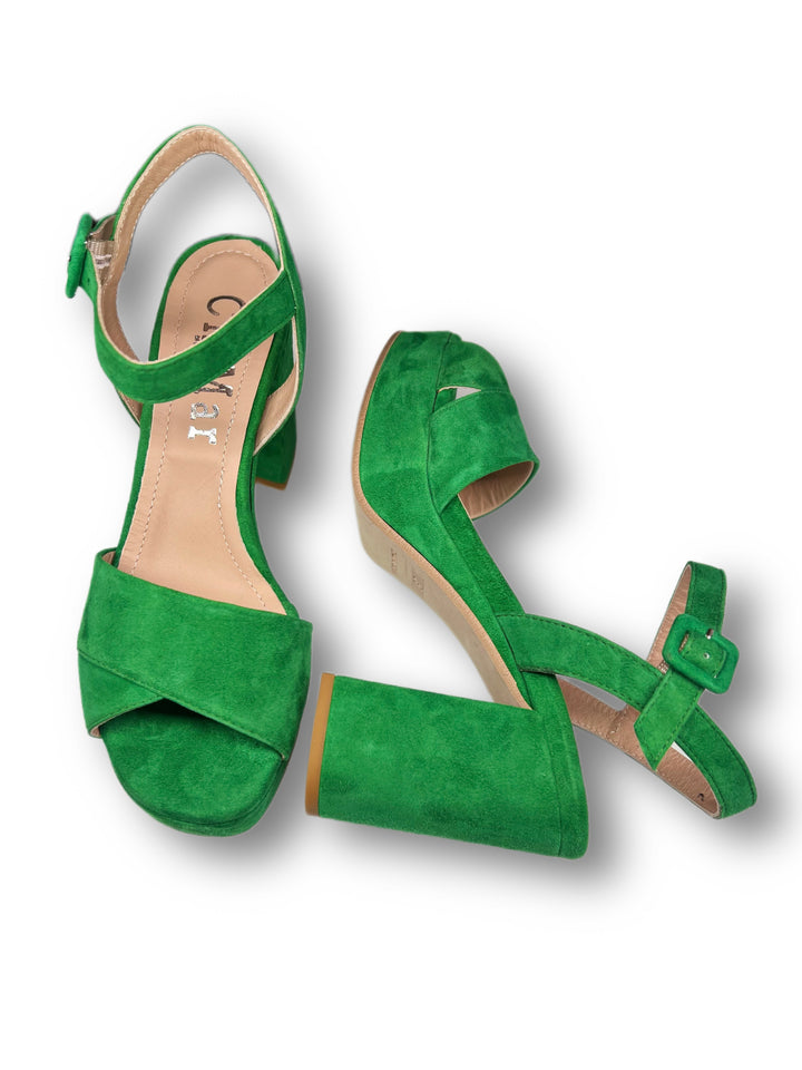 Green Suede Plateau Sandal