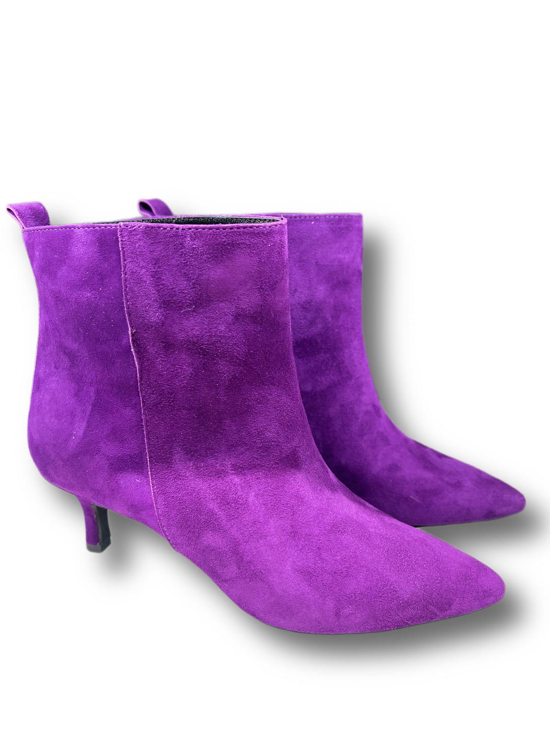 Purple suede ankle boot