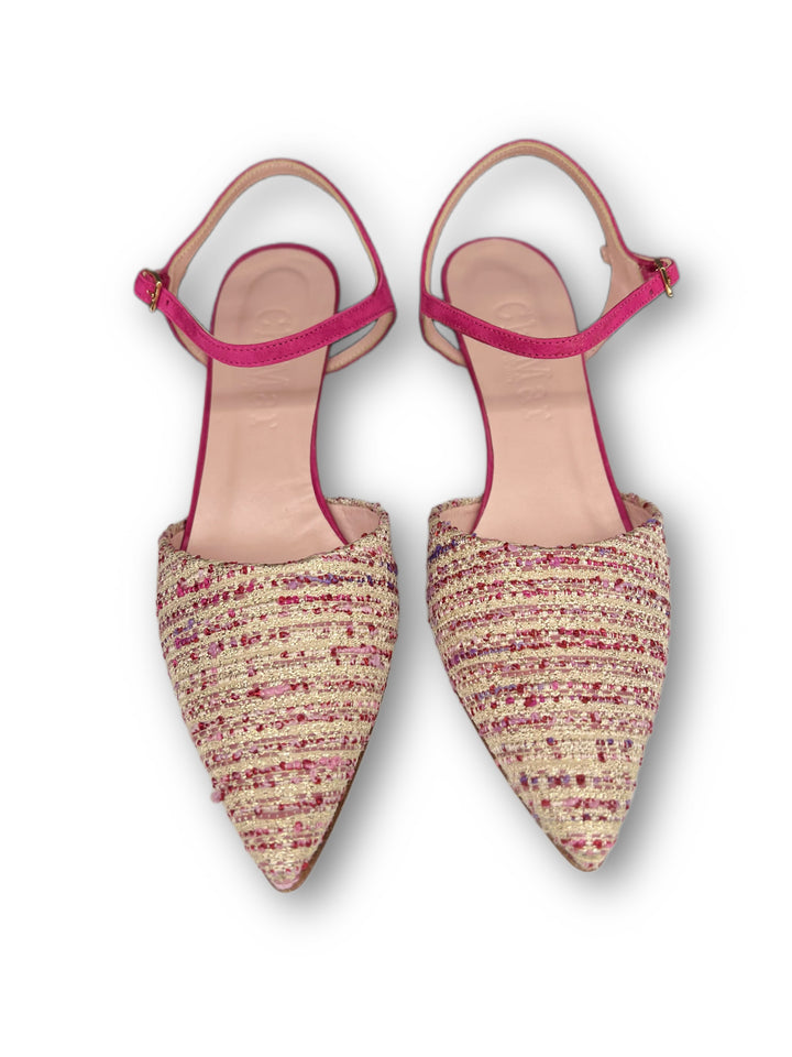 Slingback T5,5 Rafia Fucsia/Camoscio fucsia