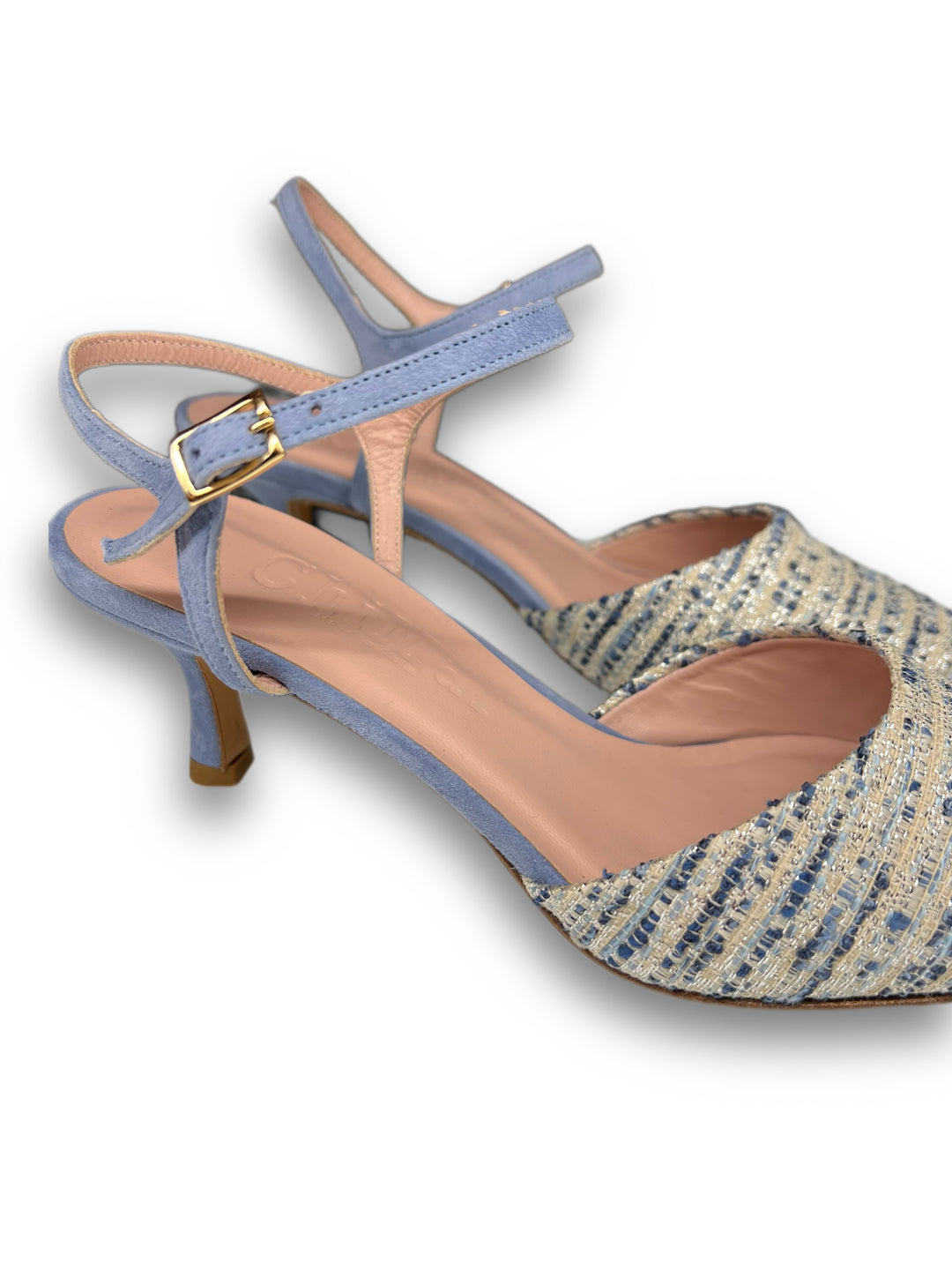 Slingback T5,5 Rafia Jeans/Camoscio jeans