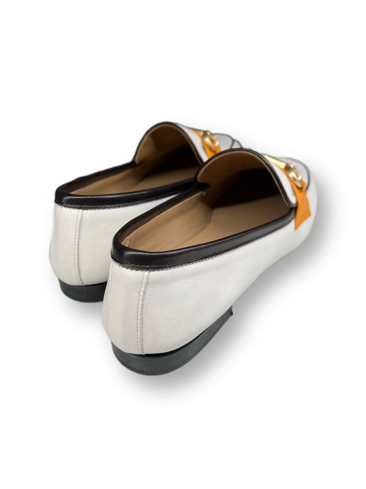 Mocassino Nappa Milk/Arancione flecce