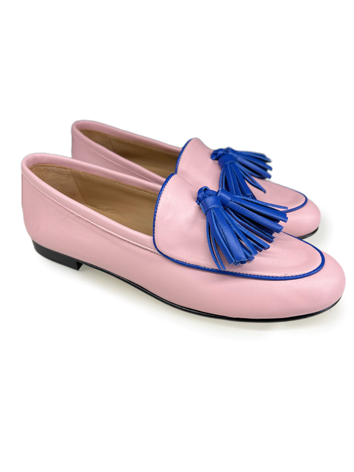 Mocassino Nappa Rosa/Bluette