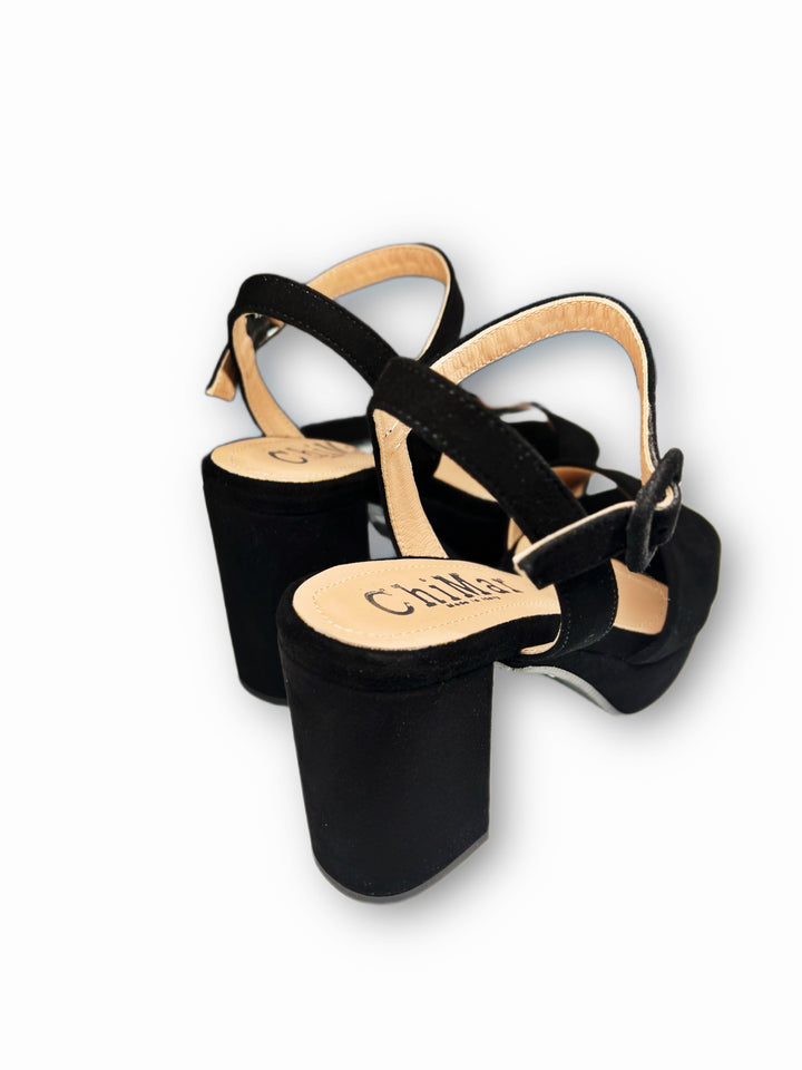 Black Suede Plateau Sandal