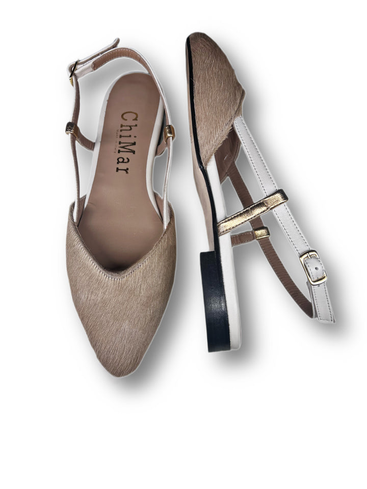 Slingback ChiMar Cavallino Sabbia/milk/oro