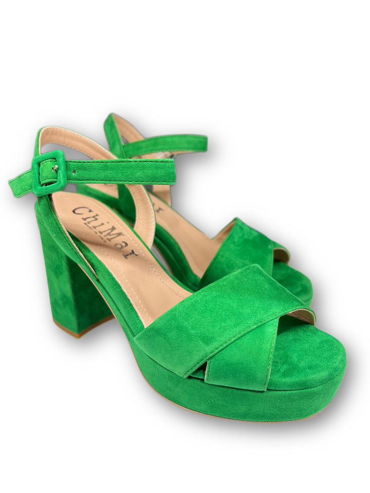 Green Suede Plateau Sandal