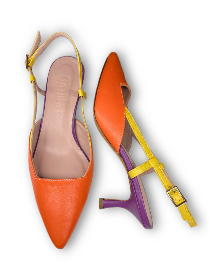 Slingback T5,5 Nappa Orange/Yellow/Purple