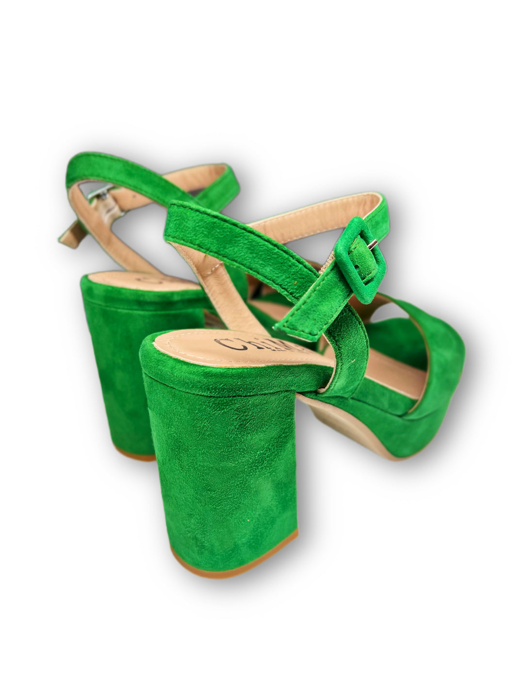 Green Suede Plateau Sandal