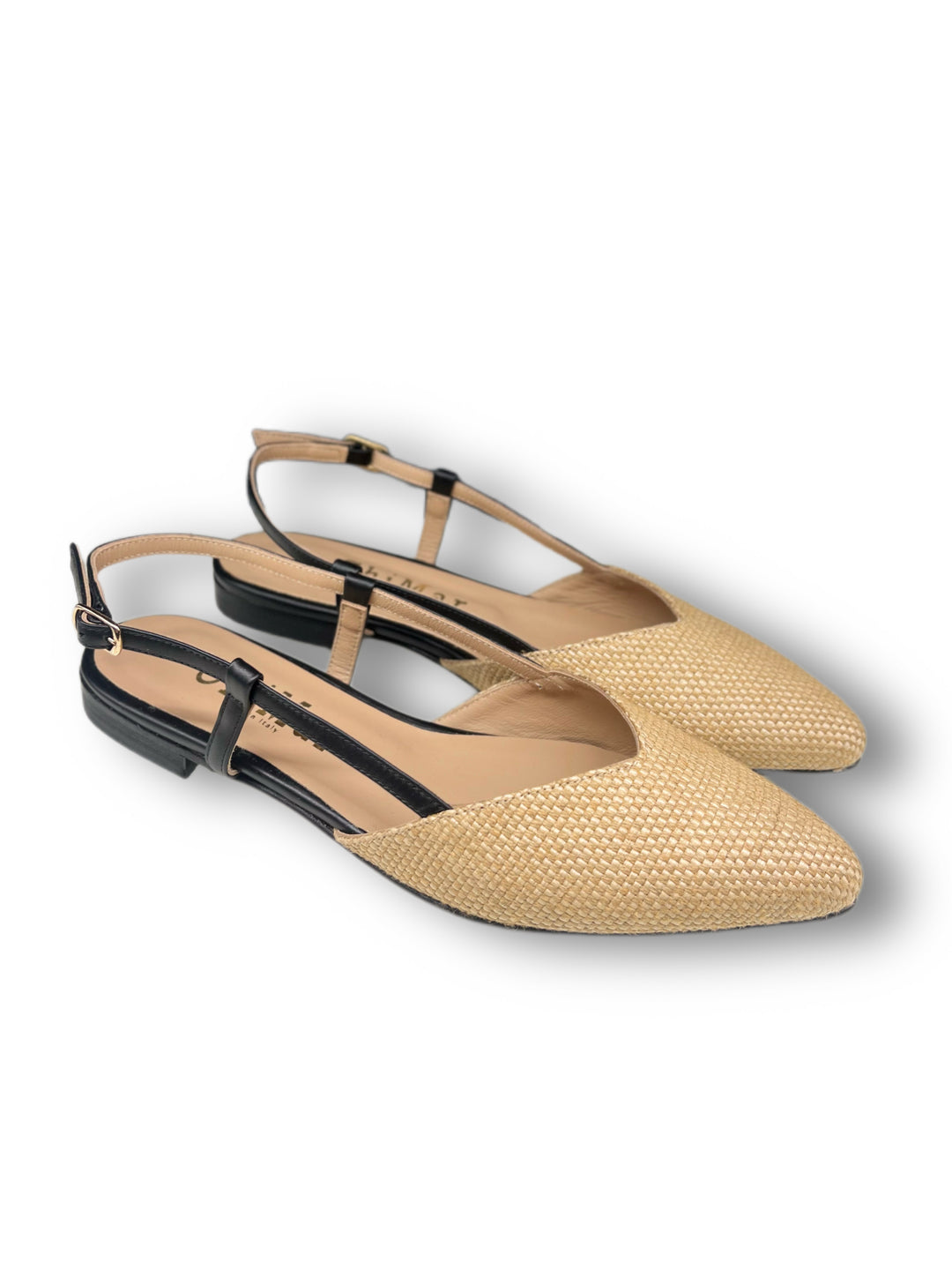 Slingback ChiMar Rafia Beige/Nero