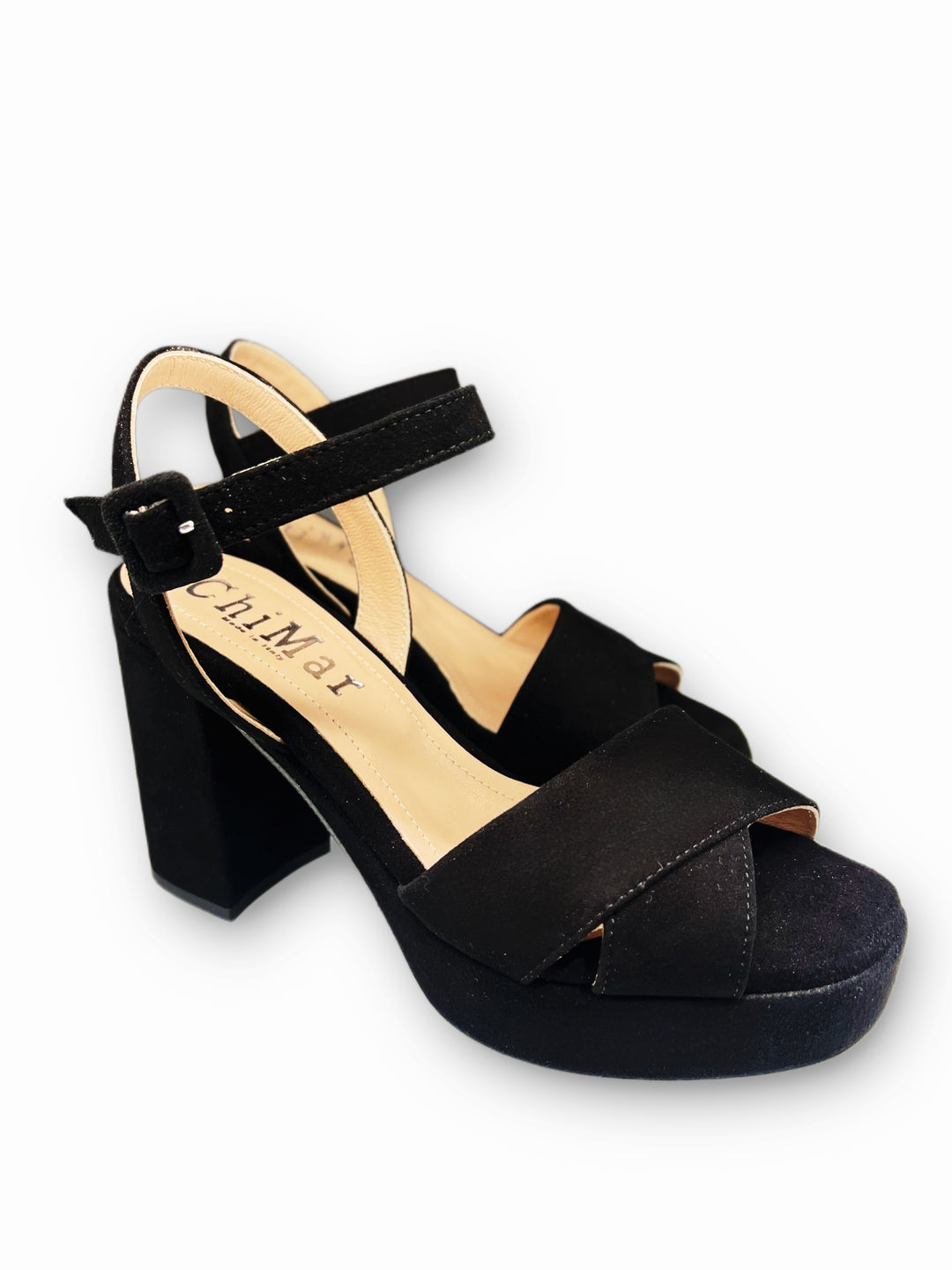 Black Suede Plateau Sandal