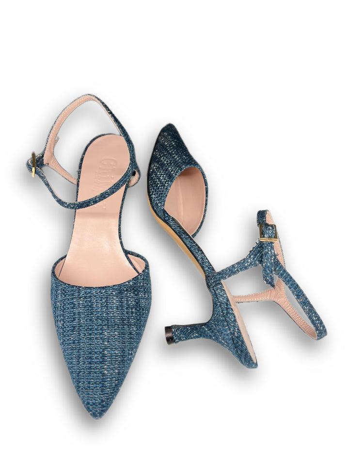 Slingback T5.5 Blue Raffia