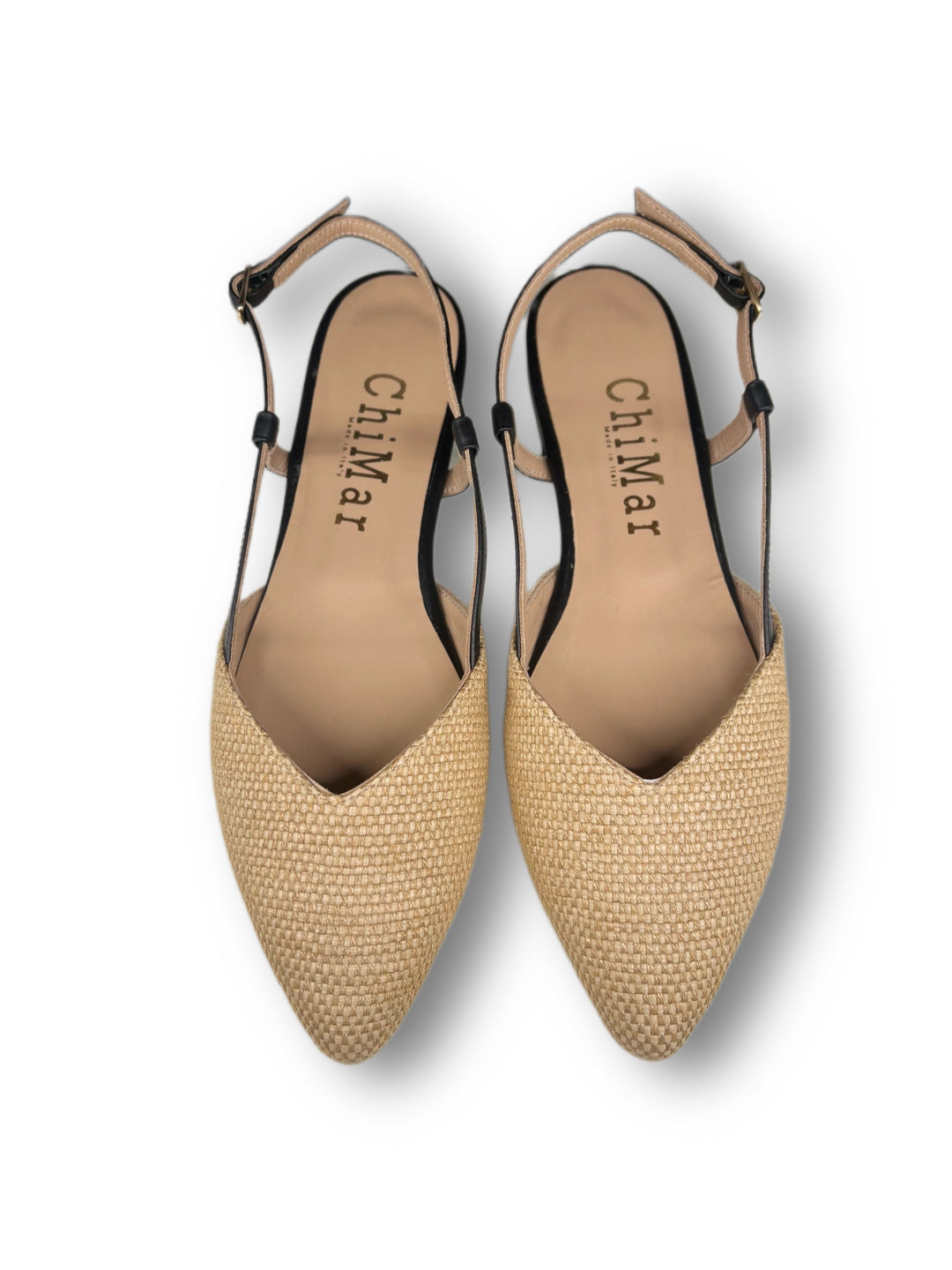 Slingback ChiMar Rafia Beige/Nero