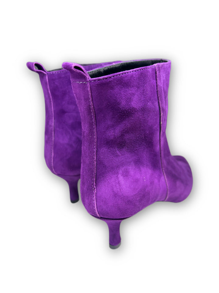 Purple suede ankle boot